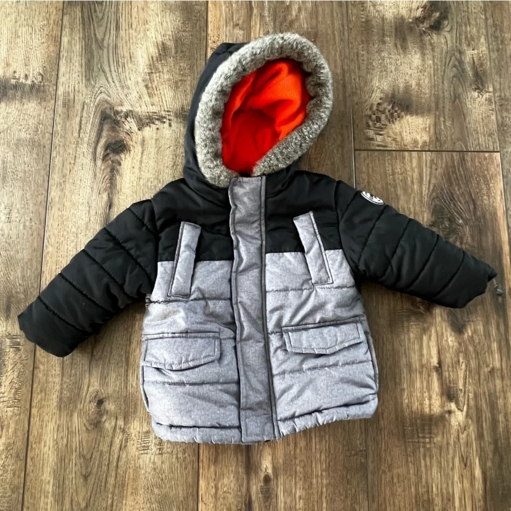 Oshkosh B’Gosh Baby Boys Colorblock Parka with Cozy Faux Fur Hood 12 month